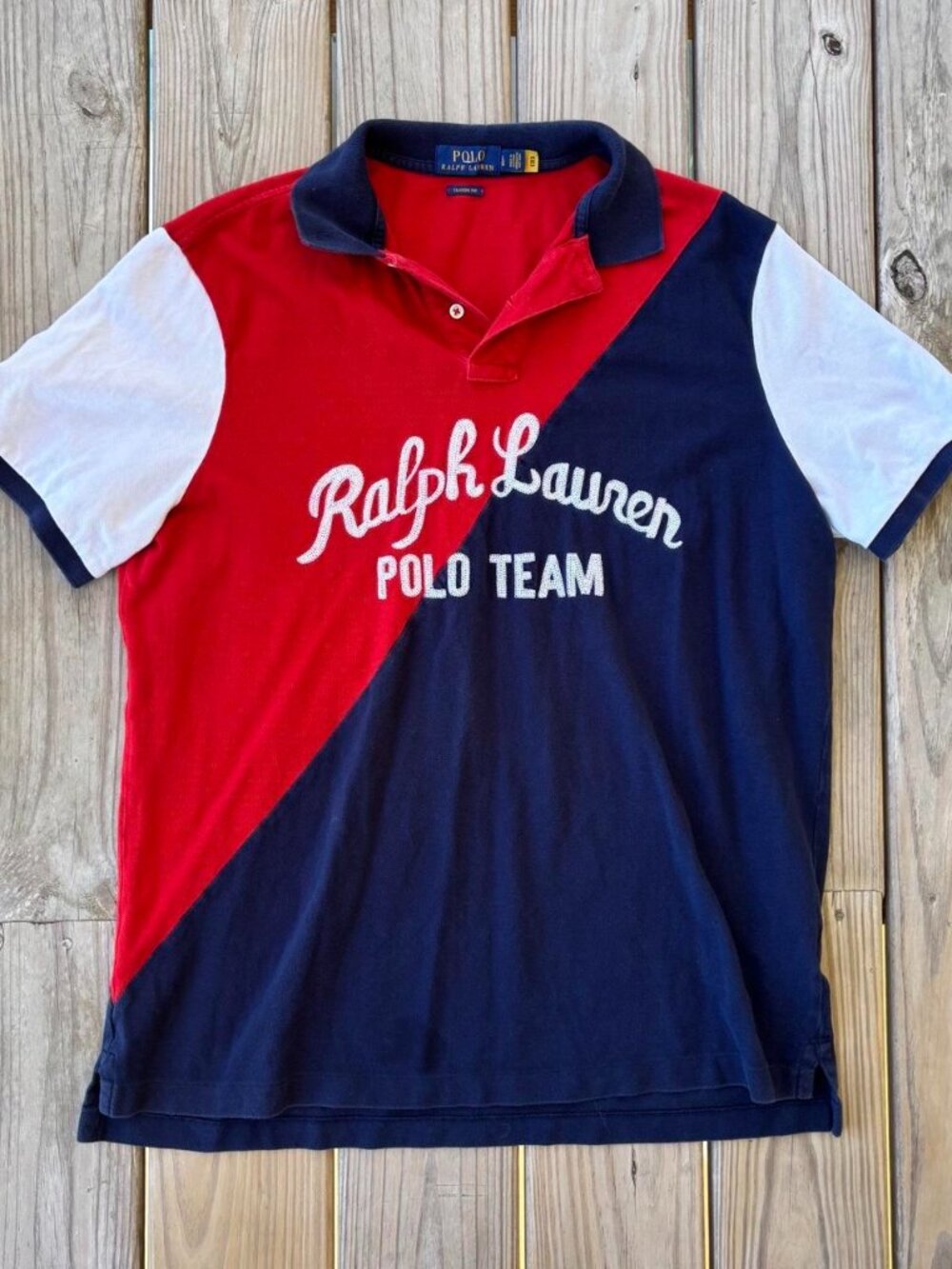 Polo Ralph Lauren Polo Team Shirt Collared Red/White/Blue Classic Fit Large
